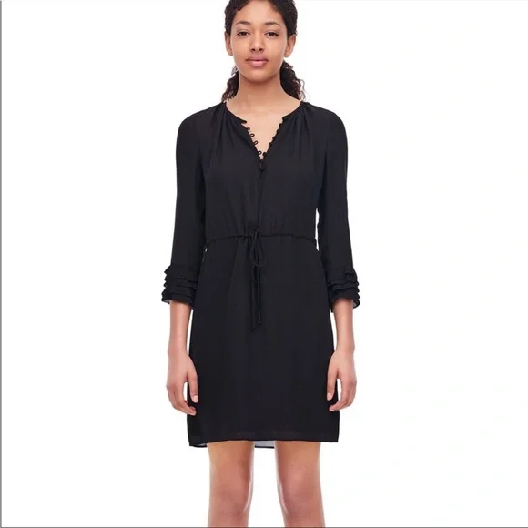 Rebecca Taylor | Dresses | Rebecca Taylor Black Silk Tiewaist Mini Dress  Size 6 | Poshmark